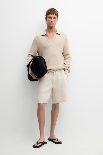 Massimo Dutti Льняные бермуды с эластичным поясом купить с доставкой.