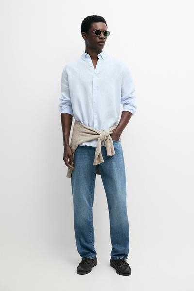 Massimo Dutti Рубашка с регулярной посадкой из 100% льна
