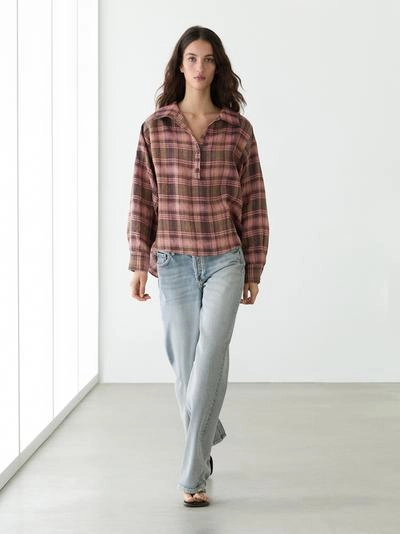 Рубашка из 100% льна в клетку- Заказать в России