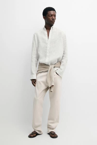 Рубашка из 100% льна с пинстрайпами