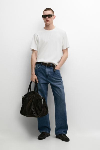 Massimo Dutti Футболка из льна и хлопка с двойным воротником купить с доставкой.