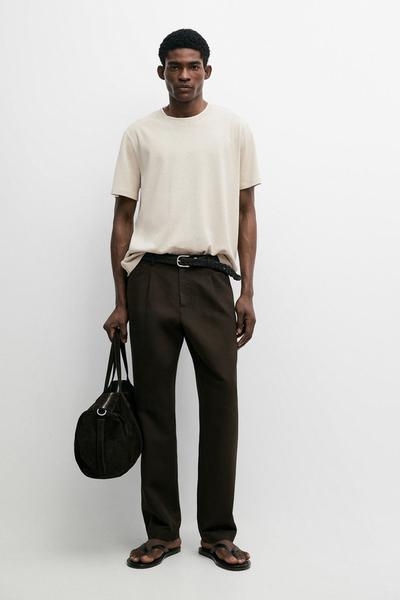 Massimo Dutti Футболка из льна и хлопка с двойным воротником купить с доставкой.