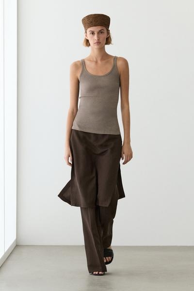 Massimo Dutti Брюки-юбка на запах из шелковой ткани