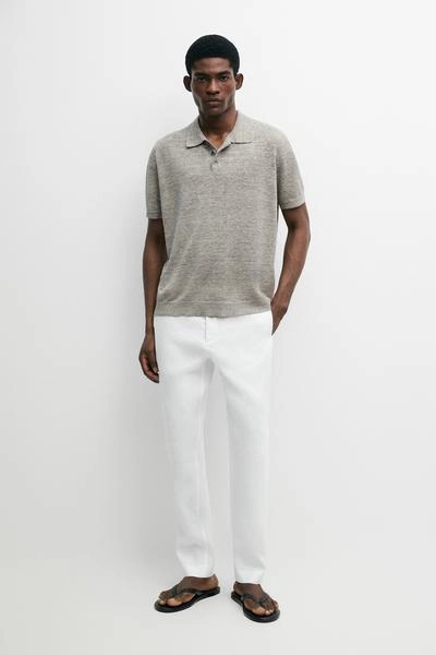 Поло из 100% льна с меланжевым эффектом