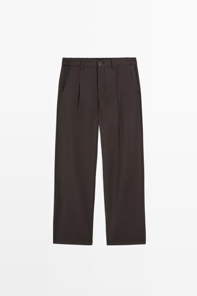 Massimo Dutti Брюки свободного покроя из прохладной шерсти с элементами ламантинов купить с доставкой.