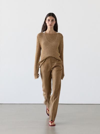Massimo Dutti Брюки с завышенной посадкой из 100% льна купить с доставкой.