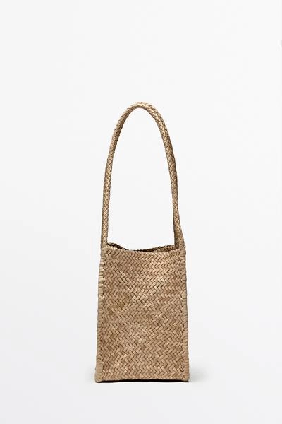 Сумка-ведро из плетеной кожи нубука