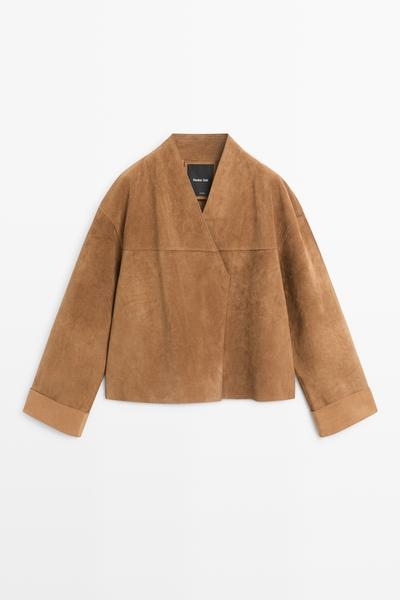 Massimo Dutti Куртка из замши с двойным покроем купить с доставкой.