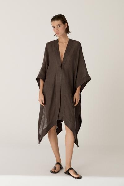 Massimo Dutti Раскатистая блузка OVERSIZE из 100% льна с деталями на спинке