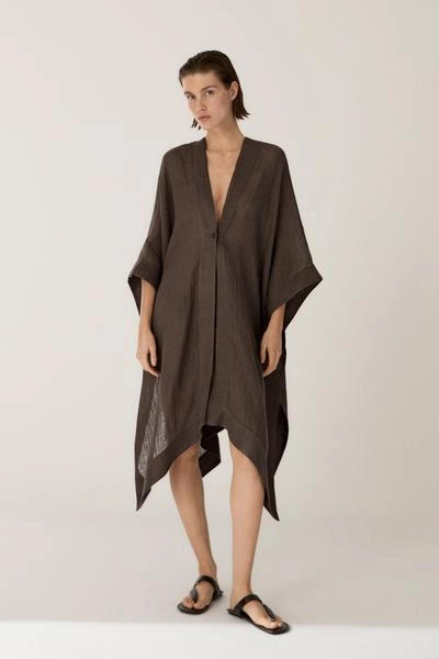 Massimo Dutti Раскатистая блузка OVERSIZE из 100% льна с деталями на спинке