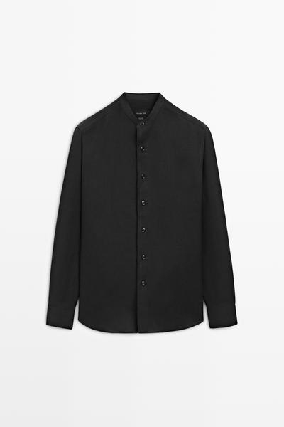 Massimo Dutti Рубашка с воротником стойкой из 100% льна