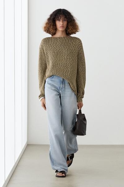 Massimo Dutti Хлопковый свитер с лодочкой купить с доставкой.