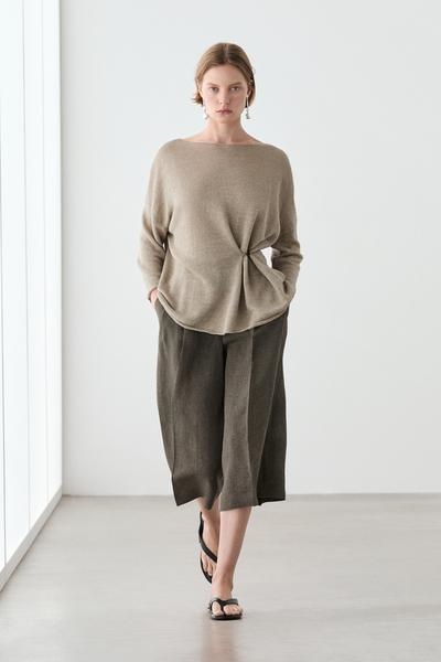 Massimo Dutti Джемпер из льна с излишне крупной вязкой и деталями на пуговицах купить с доставкой.