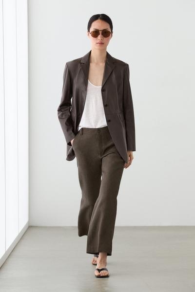 Massimo Dutti Брюки из льна с укороченным разрезом на молнии