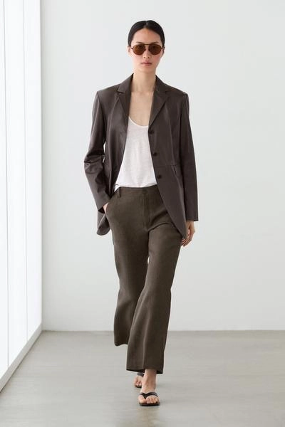 Massimo Dutti Брюки из льна с укороченным разрезом на молнии