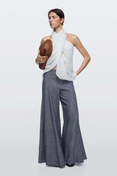 Брюки палаццо с складками