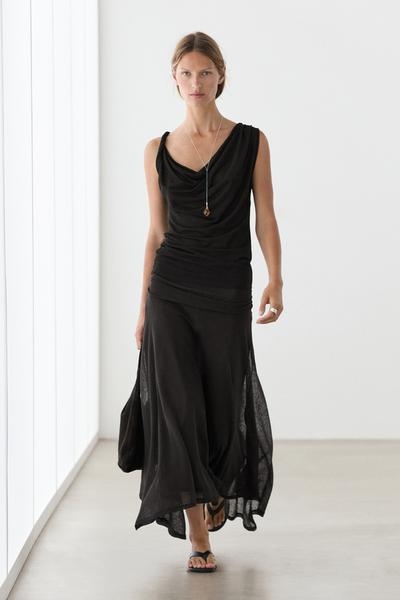 Massimo Dutti Топ с блестящим драпированным воротником и деталью узла