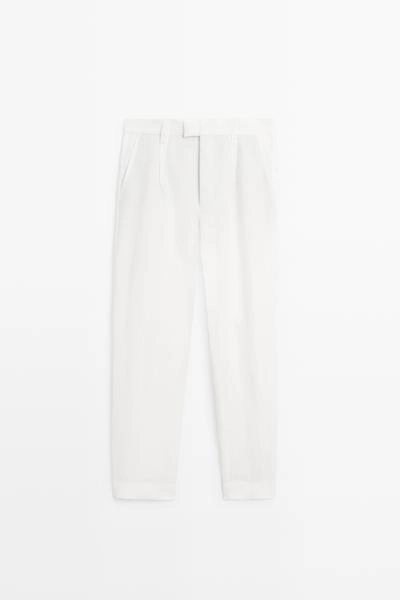 Брюки из 100% льна с защипами- Заказать в России