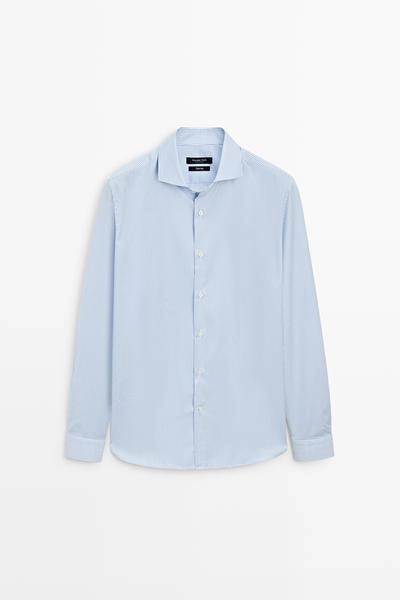 Рубашка slim fit полосатая с зауженным кроем- Заказать в России