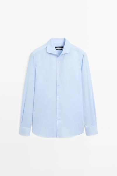 Рубашка slim fit из 100% хлопка с двойными манжетами- Заказать в России