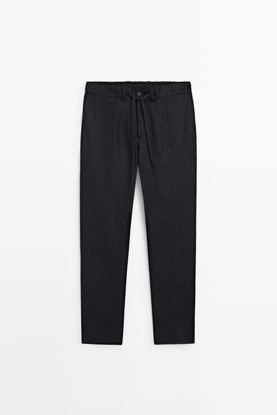 Massimo Dutti Брюки из 100% льна с эластичным поясом