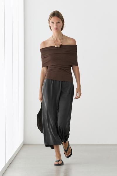 Massimo Dutti Блуза на завязках из хлопка