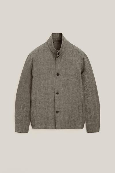 Massimo Dutti Льняная бомбер-куртка с деталями из меланжевой ткани - лимитированная коллекция купить с доставкой.