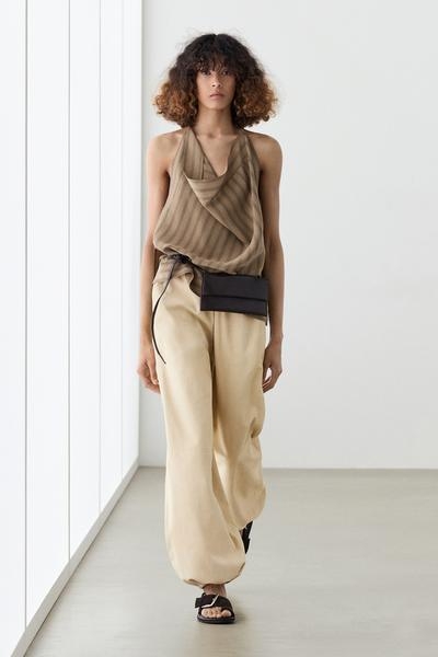 Massimo Dutti Топ в полоску с воротником-хомутом