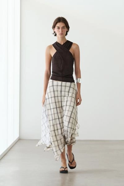 Асимметричная юбка миди с клетчатым узором- Заказать в России