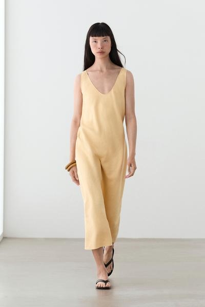 Massimo Dutti Платье-миди с льняными бретелями