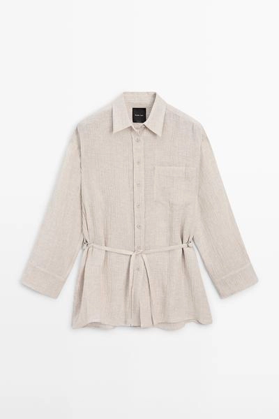 Рубашка-кофта из 100% льна с вафельным плетением