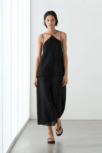 Massimo Dutti Платье из 100% льна с завязками