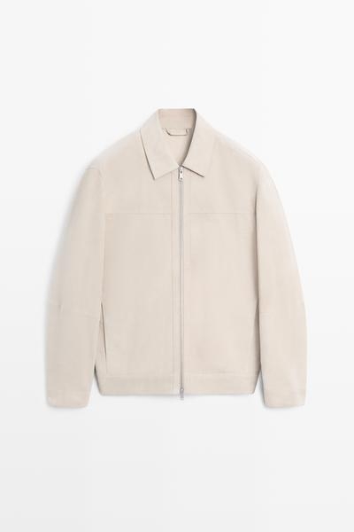 Massimo Dutti Кожаная куртка из замши с воротником