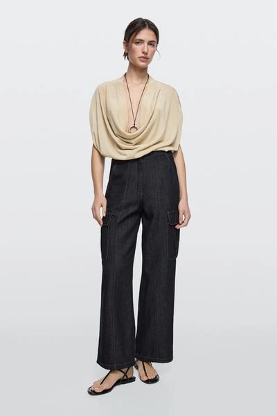 Massimo Dutti Джинсы-карго из смесового льна