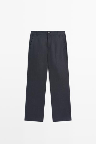 Massimo Dutti Брюки из льна с укороченным широким подолом купить с доставкой.