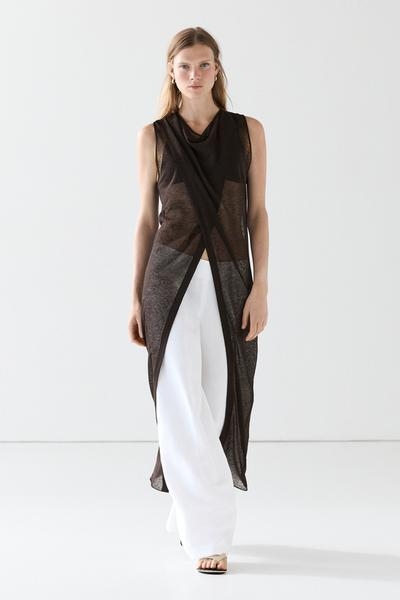 Massimo Dutti Платье с переплетающимися линиями из смесового льна купить с доставкой.