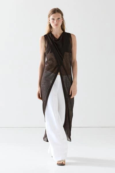 Massimo Dutti Платье с переплетающимися линиями из смесового льна