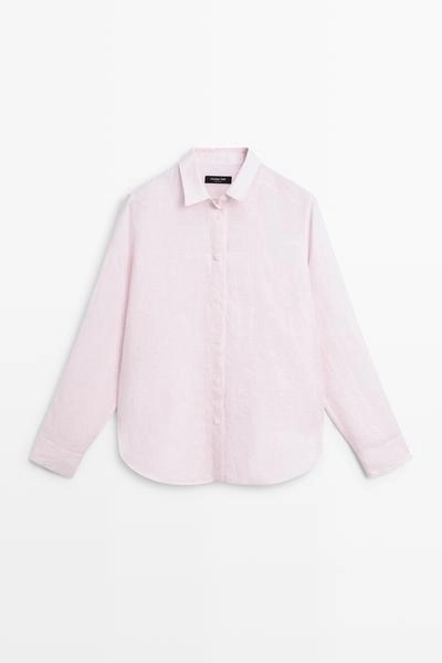 Massimo Dutti Рубашка из 100% льна с полосатыми деталями