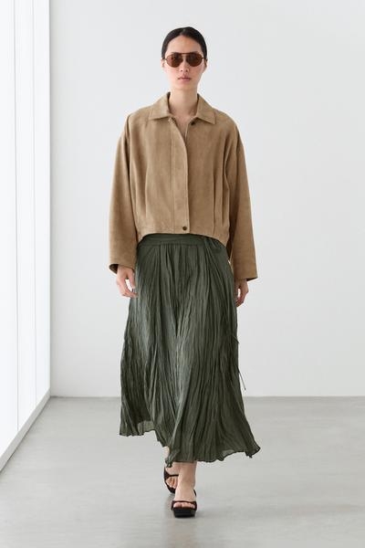 Massimo Dutti Куртка-бомбер из замши купить с доставкой.