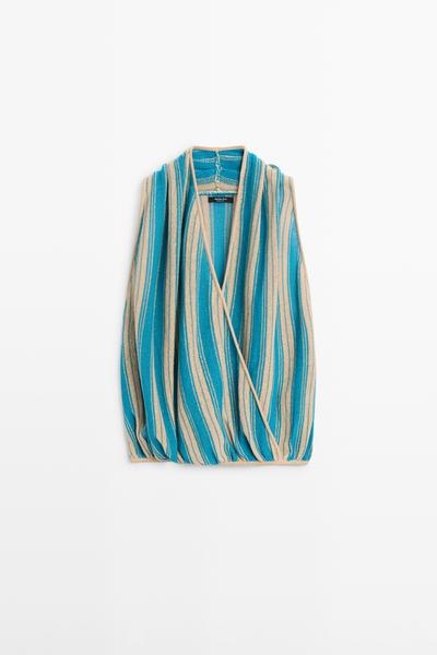 Massimo Dutti Топ из полосатой льняной смеси купить с доставкой.