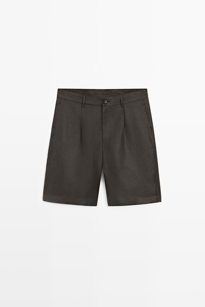 Massimo Dutti Льняные бермуды с защипами