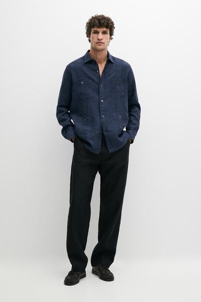 Massimo Dutti Брюки прямого кроя из 100% льна купить с доставкой.