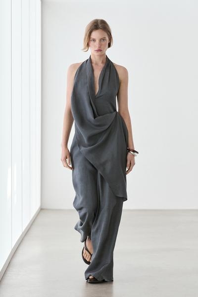 Massimo Dutti Асимметричный драпированный комбинезон купить с доставкой.