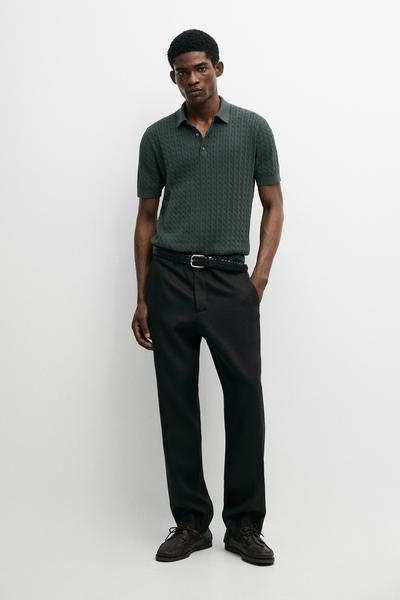 Massimo Dutti Поло из ажурного трикотажа из 100% хлопка