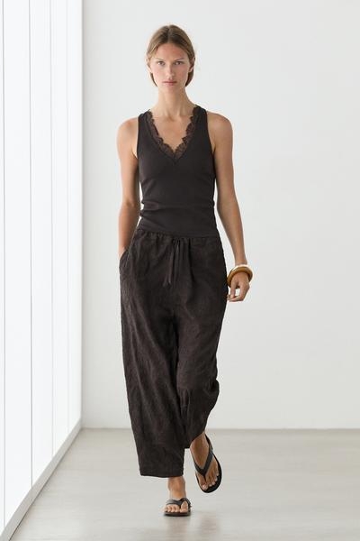 Massimo Dutti Штаны свободного кроя с вышивкой