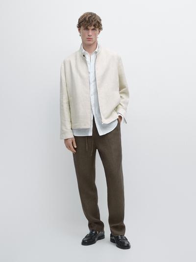 Massimo Dutti Льняные брюки с посадкой джоггер из 100% льна купить с доставкой.