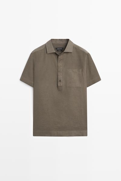 Massimo Dutti Рубашка с коротким рукавом из 100% льна купить с доставкой.