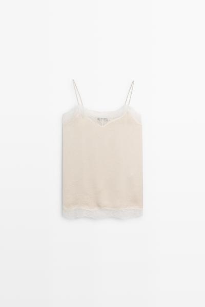 Massimo Dutti Топ с кружевными деталями на бретельках