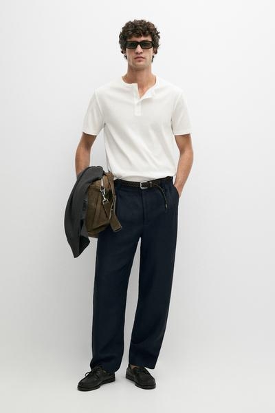 Massimo Dutti Хлопковая футболка хенли из 100%