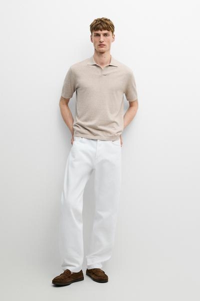 Massimo Dutti Поло свитер из хлопка и льна
